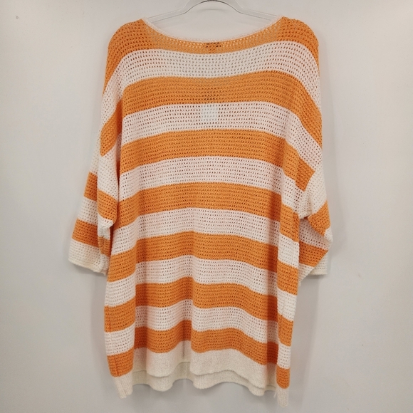 J. Jill Striped Open Knit Sweater Womens Plus Size 2X Apricot Cream NWT - Picture 7 of 7